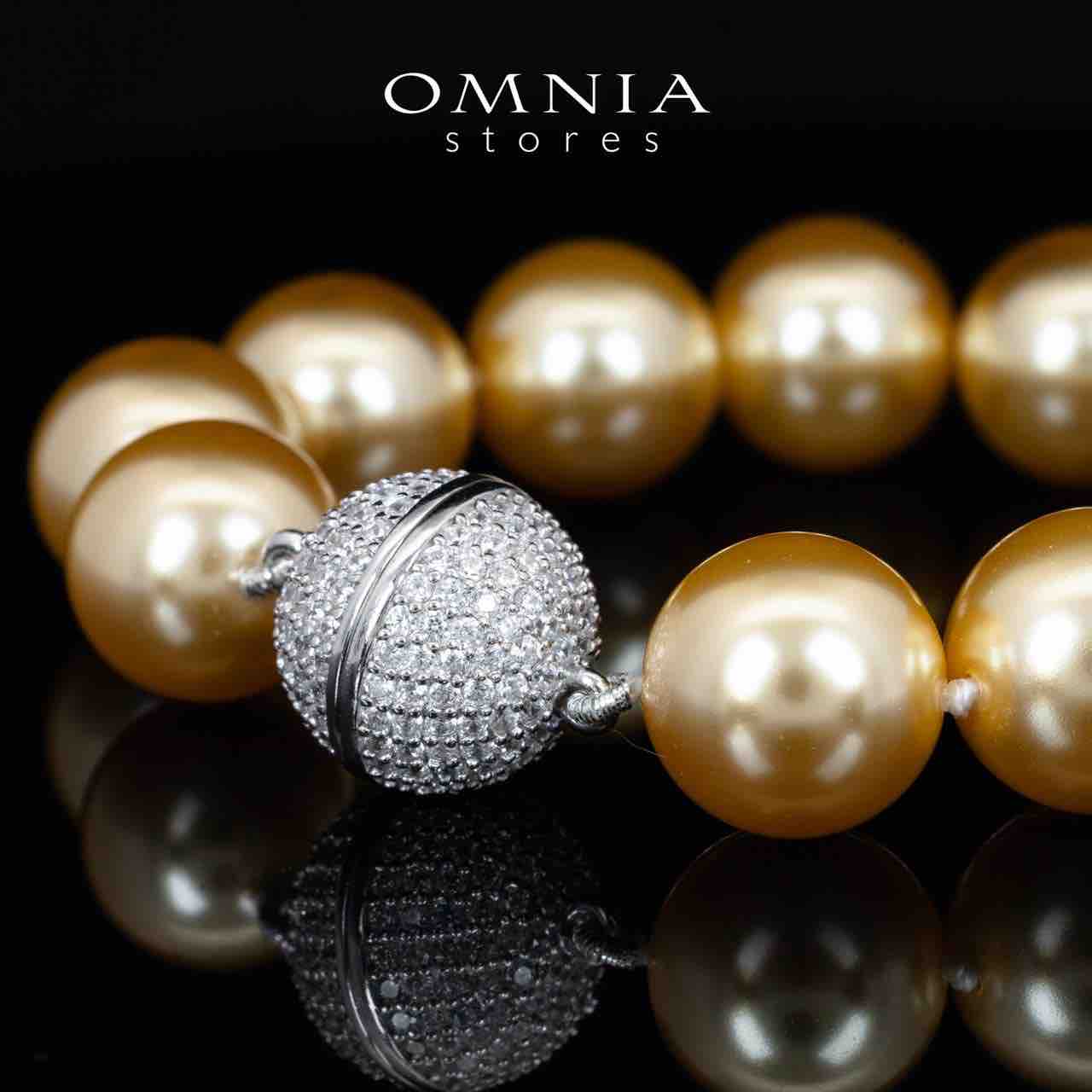 Omnia Sahana White and Golden Pearl BRacelet With High Quality Lab Crafted Stones In 925 Silver - OMNIASTORES KSA