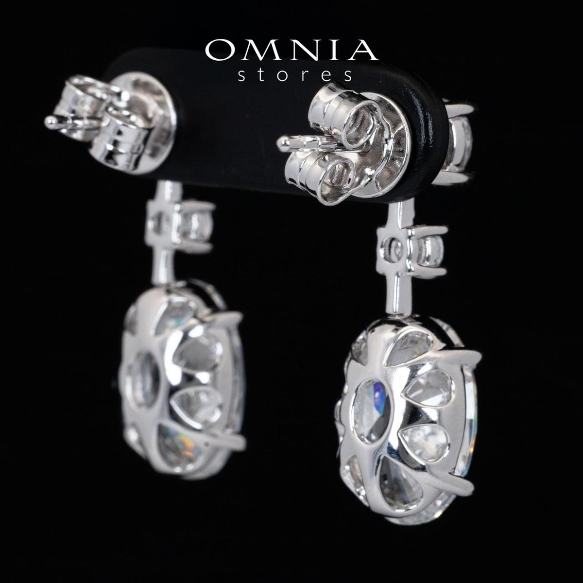 Omnia Yazmin White Oval Cut Drop Earrings With High Quality Certified Lab Crafted Stones In 925 Silver 12.58ct - OMNIASTORES KSA