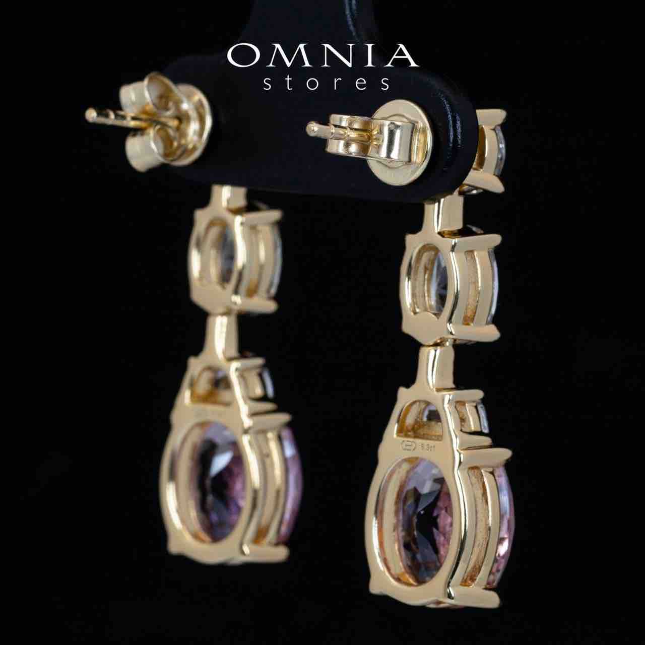 Omnia Rayla Gold and Pink Drop Earrings With High Quality Certified Lab Crafted Stones In 925 Silver 5ct - OMNIASTORES KSA