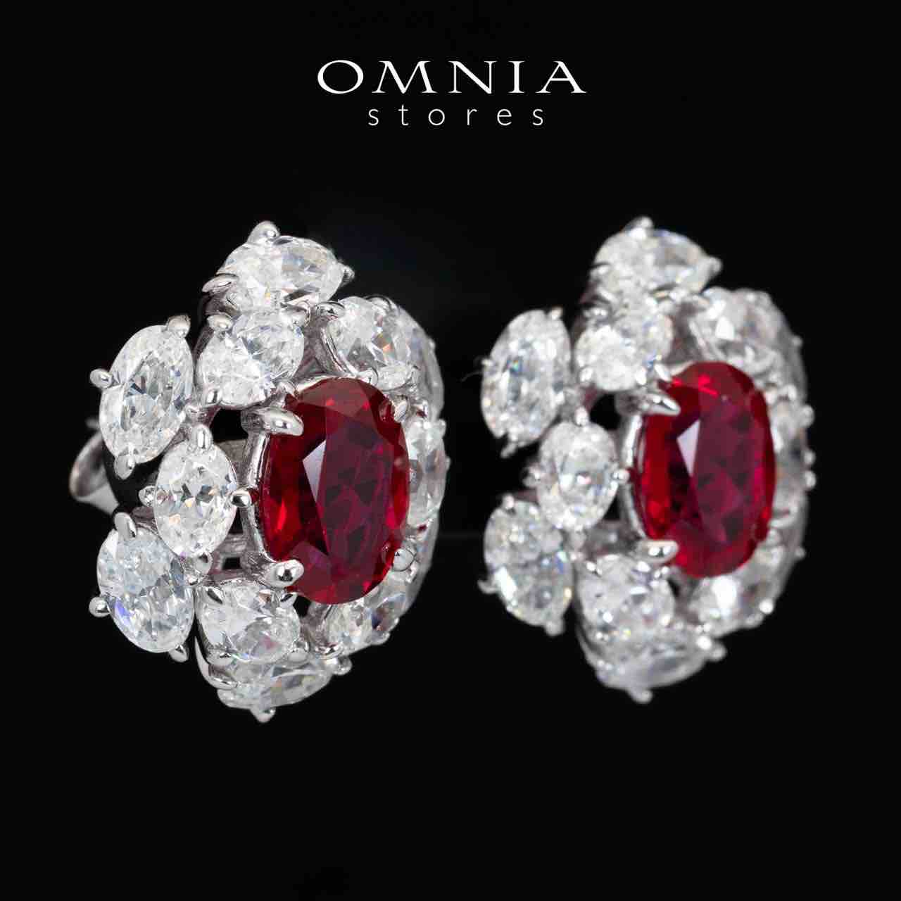 Omnia Liyana White and Red Drop Earrings With High Quality Certified Lab Crafted Stones In 925 Silver 11.51ct - OMNIASTORES KSA