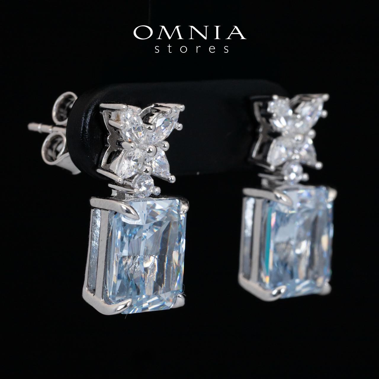 Omnia Elana White and Blue Floral Earrings With High Quality Certified Lab Crafted Stones In 925 Silver 3ct - OMNIASTORES KSA