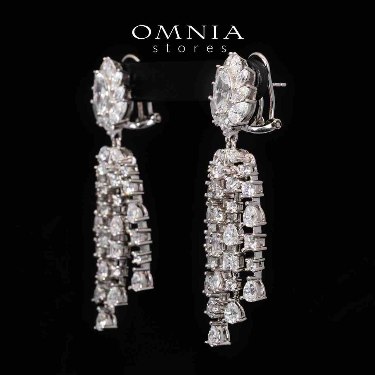 Omnia Leora White Drop Earrings With High Quality Simulated Diamonds In 925 Silver