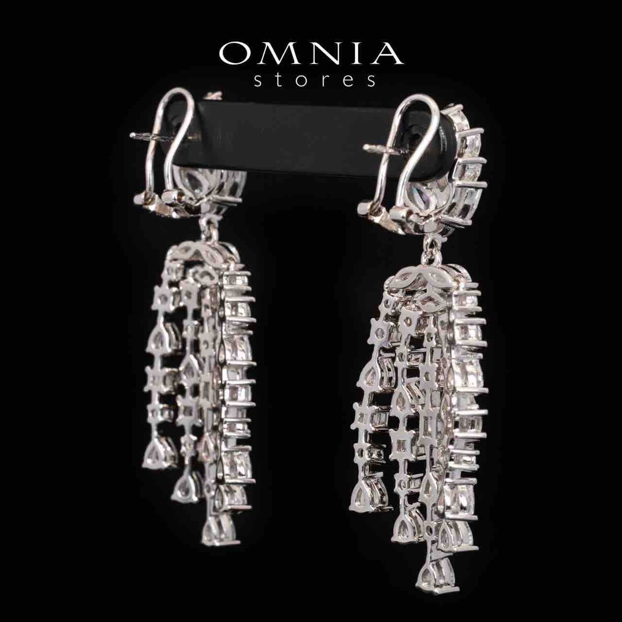 Omnia Leora White Drop Earrings With High Quality Simulated Diamonds In 925 Silver