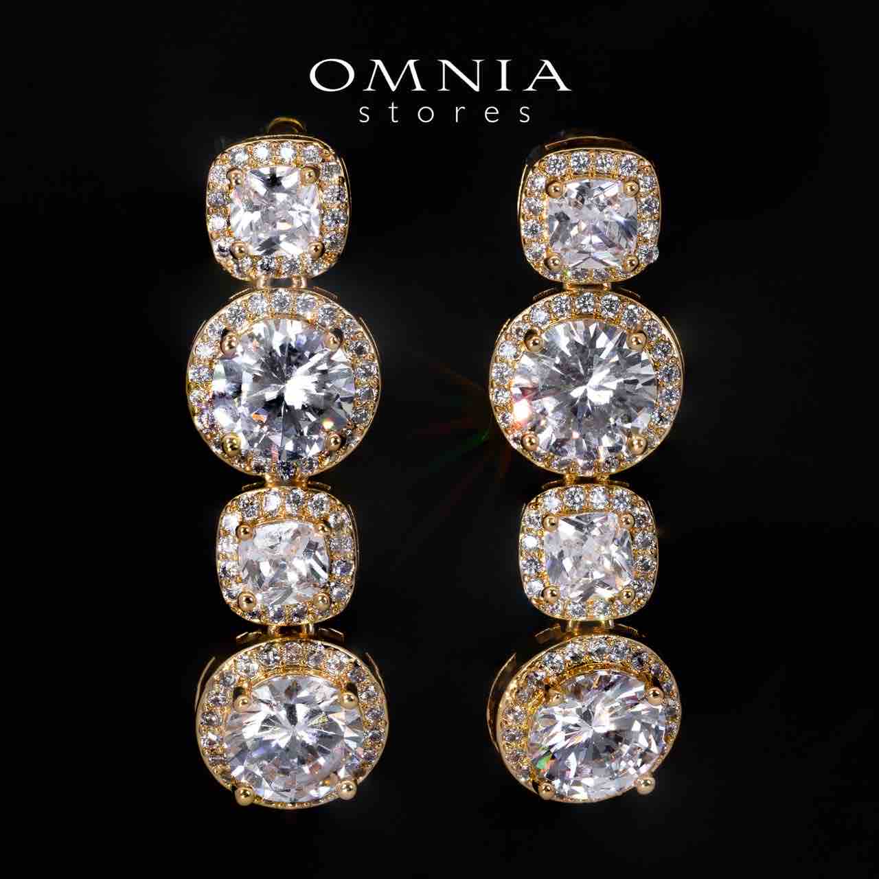 Omnia Lilian Gold Bridal Full Set in High Quality Simulated Diamonds Rhodium Plated - OMNIASTORES KSA