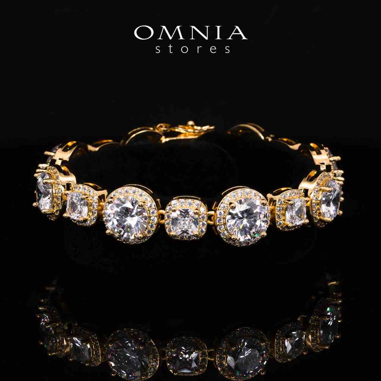 Omnia Lilian Gold Bridal Full Set in High Quality Simulated Diamonds Rhodium Plated - OMNIASTORES KSA