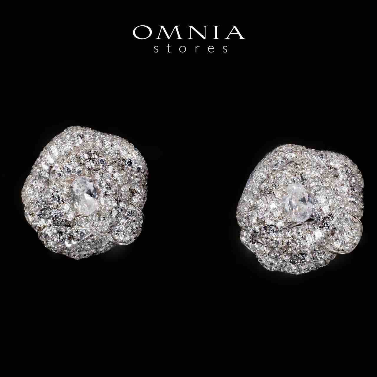 Omnia Eiza Rose Clip Earrings With High Quality Simulated Diamonds In 925 Silver