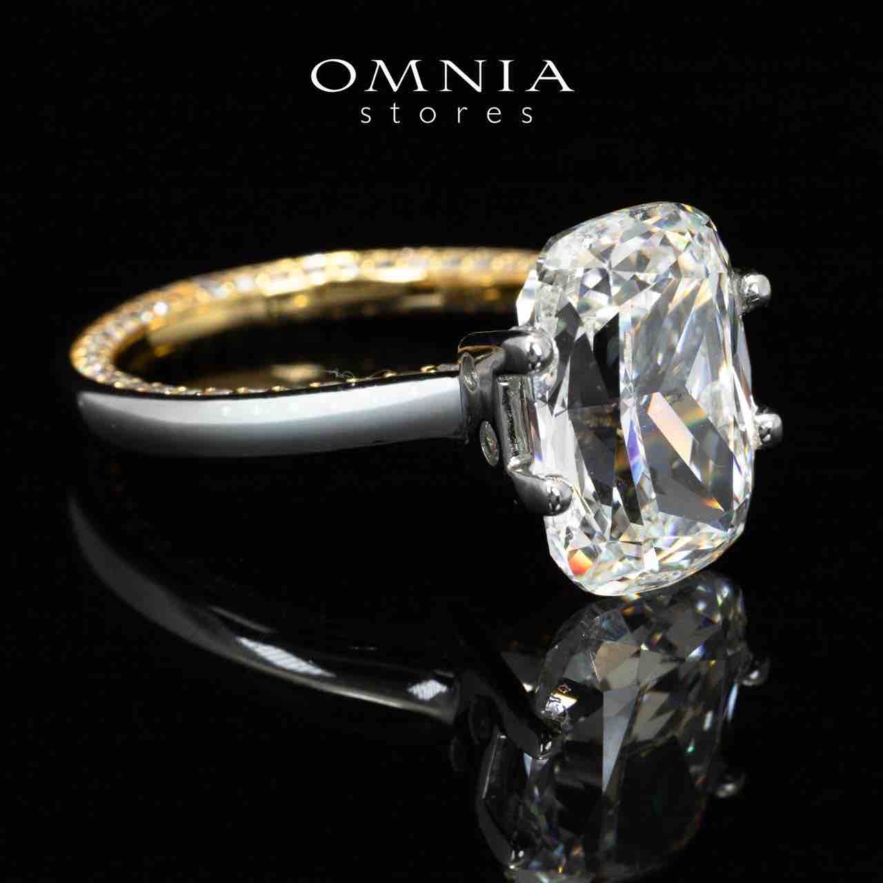 Omnia Dalila White and Gold High Quality Certified Lab Crafted Stone Ring In 925 Silver 10ct