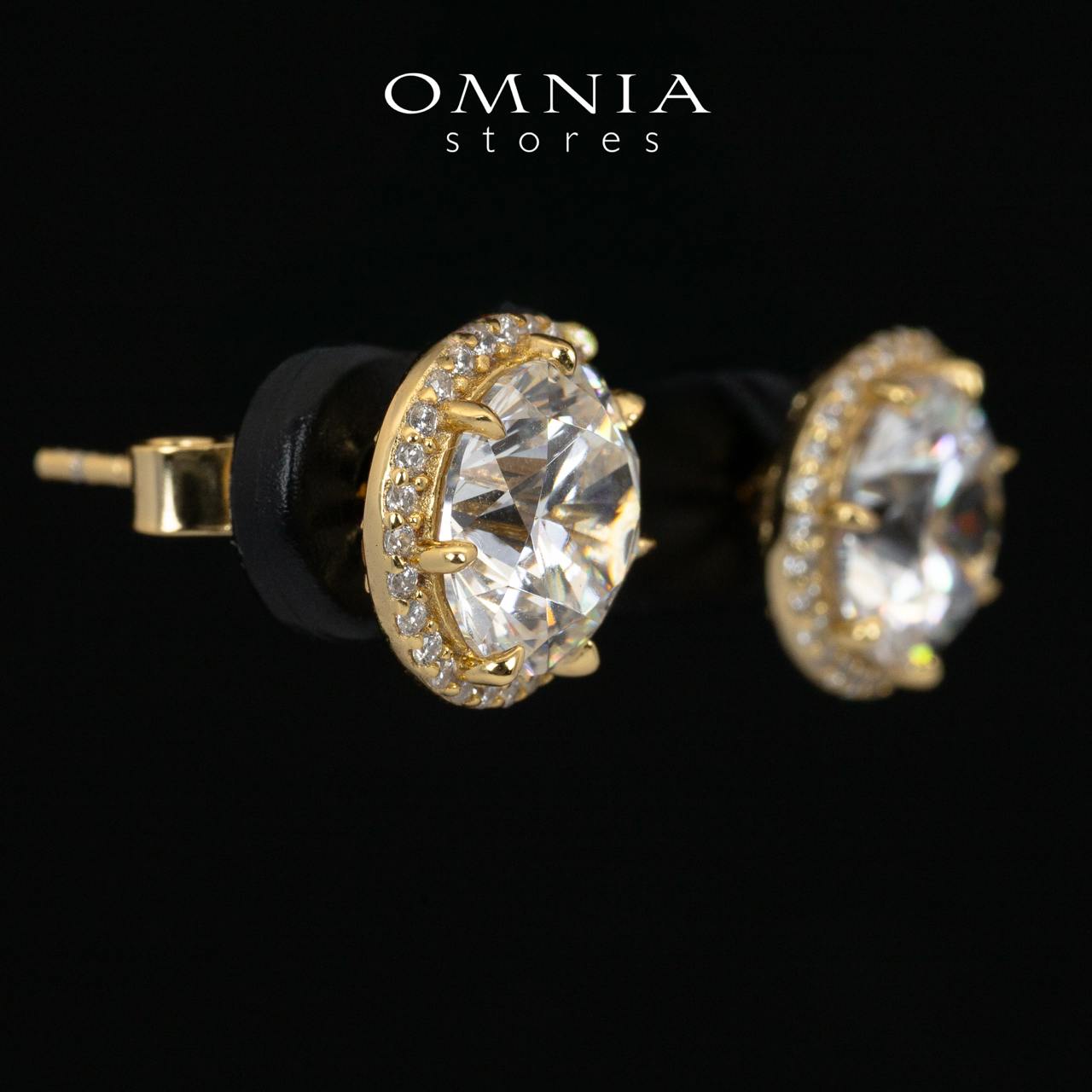 Omnia Reya Gold Earrings With High Quality Certified Lab Crafted In 925 Silver - OMNIASTORES KSA