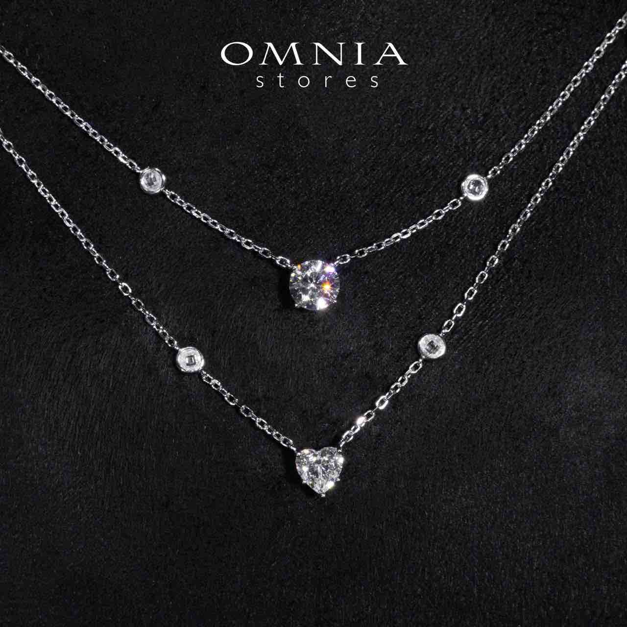 Omnia Maryn White Double Layerd Pendant Necklace With High Quality Certified Lab Crafted Stones In 925 Silver - OMNIASTORES KSA