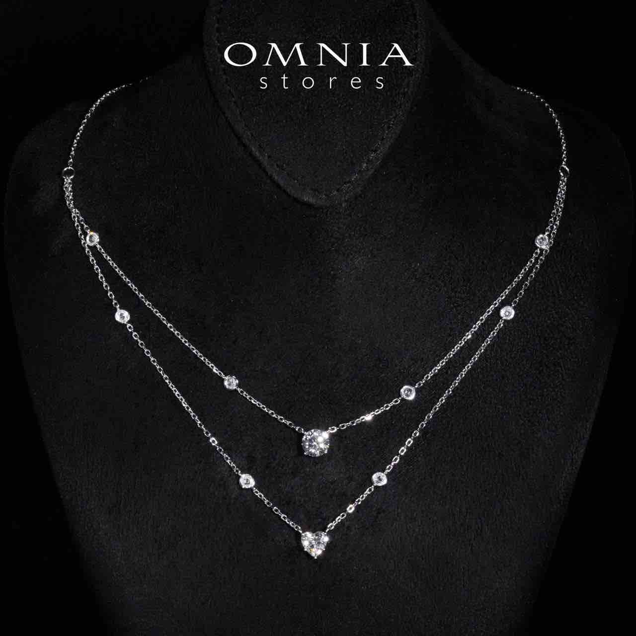 Omnia Maryn White Double Layerd Pendant Necklace With High Quality Certified Lab Crafted Stones In 925 Silver - OMNIASTORES KSA