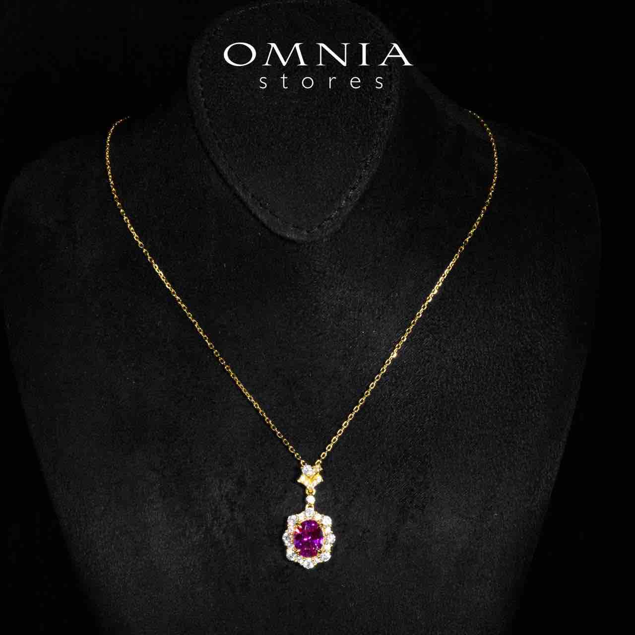 Omnia Maura Gold Pendant Necklace With High Quality Certified Lab Crafted Stones In 925 Silver - OMNIASTORES KSA
