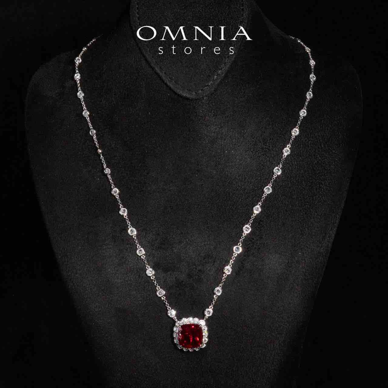 Omnia Rumi White and Red Pendant Necklace With High Quality Certified Lab Crafted Stones In 925 Silver - OMNIASTORES KSA