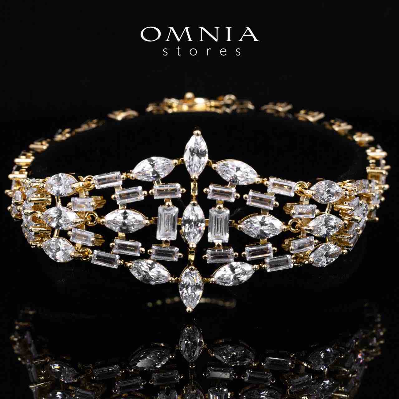 Omnia Soheila Gold Luxury Bridal Full Set with Emerald and Pear-Cut High-Quality Simulated Diamonds Rhodium Plated - OMNIASTORES KSA