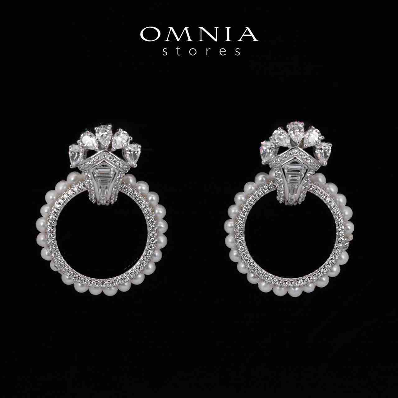Omnia Yana Round Pearl Clip Earrings With High Quality Simulated Diamonds in 925 Silver - OMNIASTORES KSA