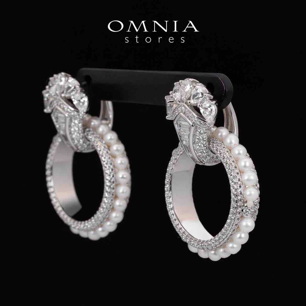 Omnia Yana Round Pearl Clip Earrings With High Quality Simulated Diamonds in 925 Silver - OMNIASTORES KSA