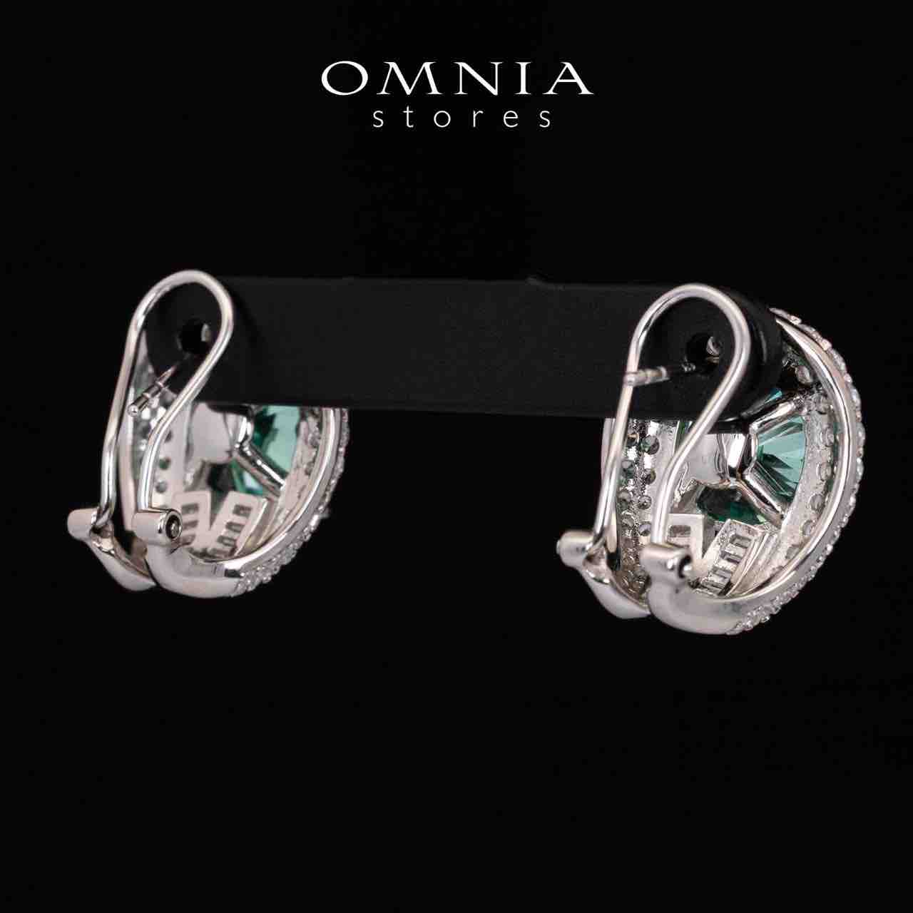 Omnia Katy Green Clip Earrings With High Quality Simulated Diamonds in 925 Silver - OMNIASTORES KSA