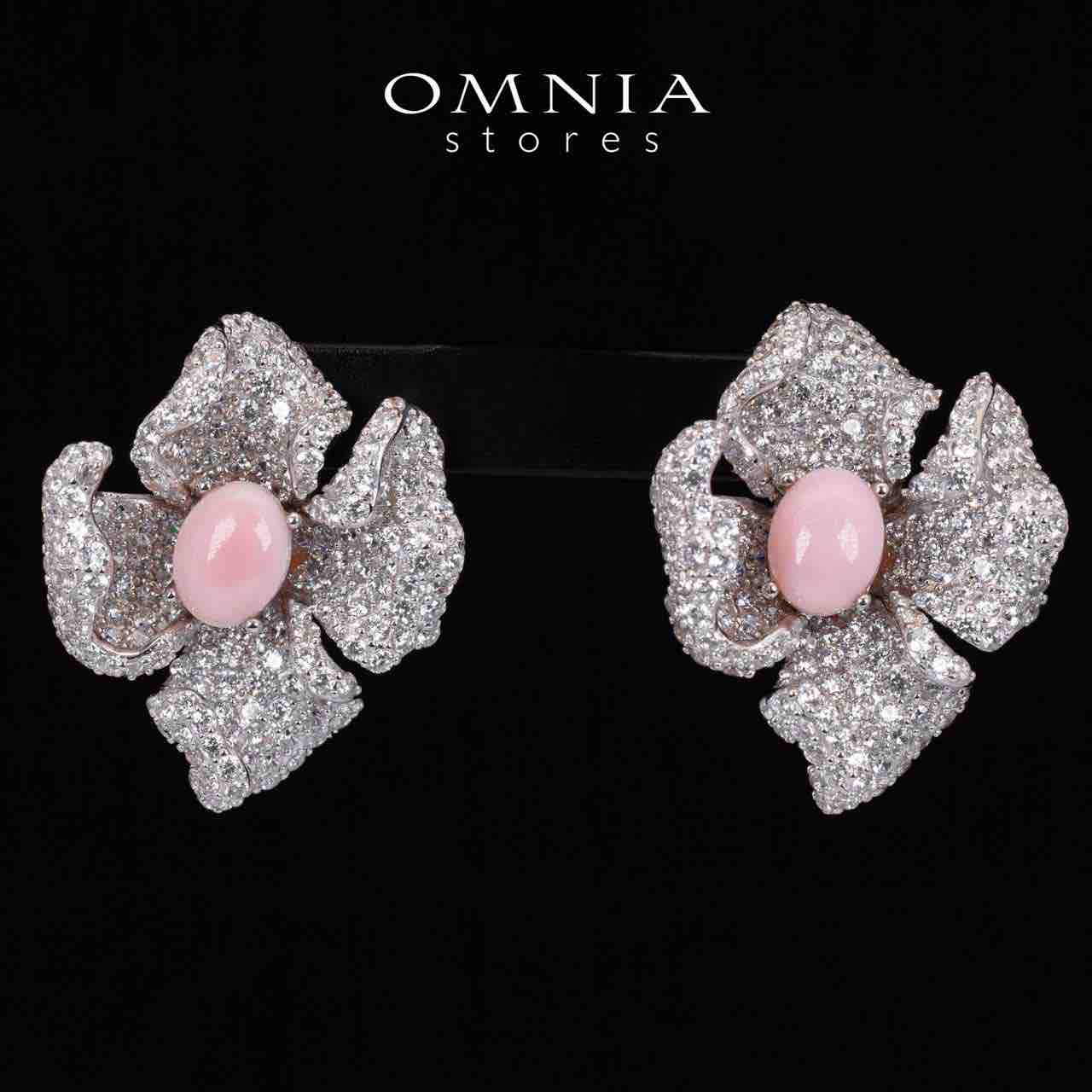 Omnia Tayla Pink Coral Floral Earrings With High Quality Simulated Diamonds in 925 Silver - OMNIASTORES KSA