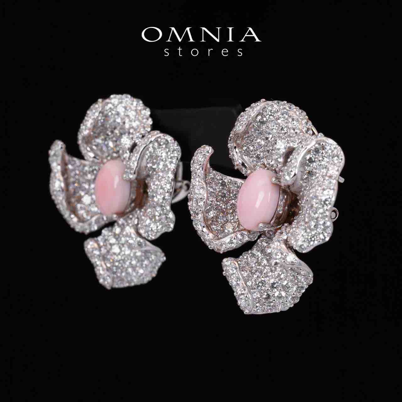 Omnia Tayla Pink Coral Floral Earrings With High Quality Simulated Diamonds in 925 Silver - OMNIASTORES KSA