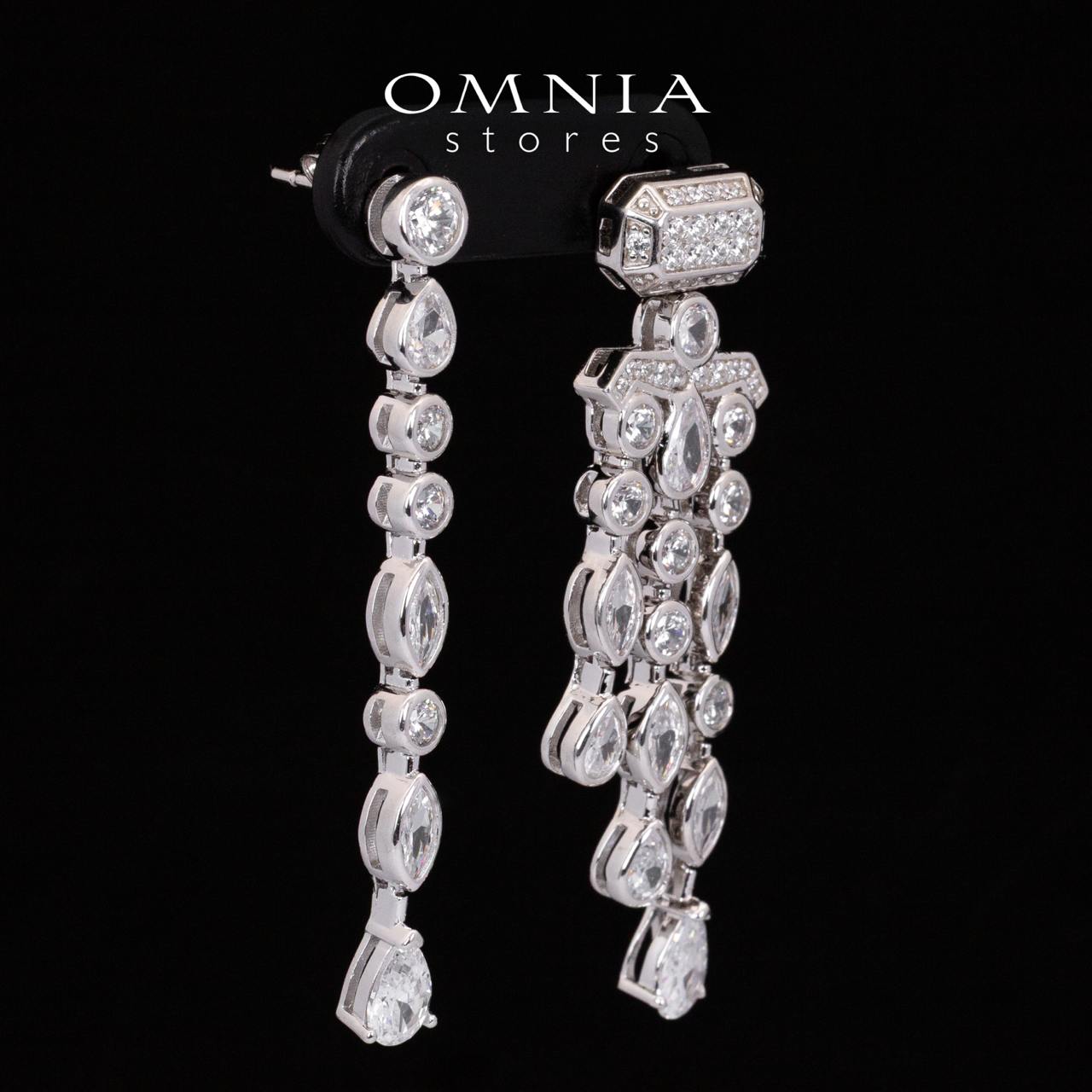 Omnia Anali White Drop Earrings With High Quality Simulated Diamonds in 925 Silver - OMNIASTORES KSA