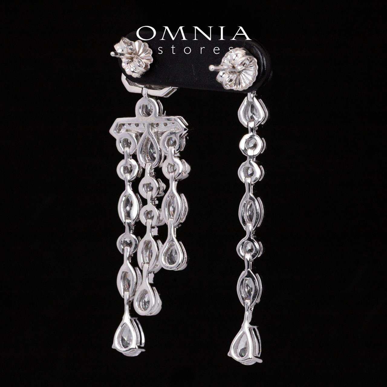 Omnia Anali White Drop Earrings With High Quality Simulated Diamonds in 925 Silver - OMNIASTORES KSA