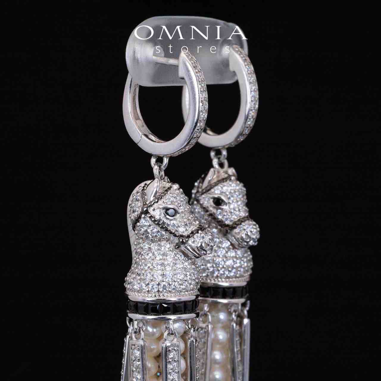 Omnia Vania Multi Color Horse Design Drop Earrings With High Quality Simulated Diamonds in 925 Silver - OMNIASTORES KSA