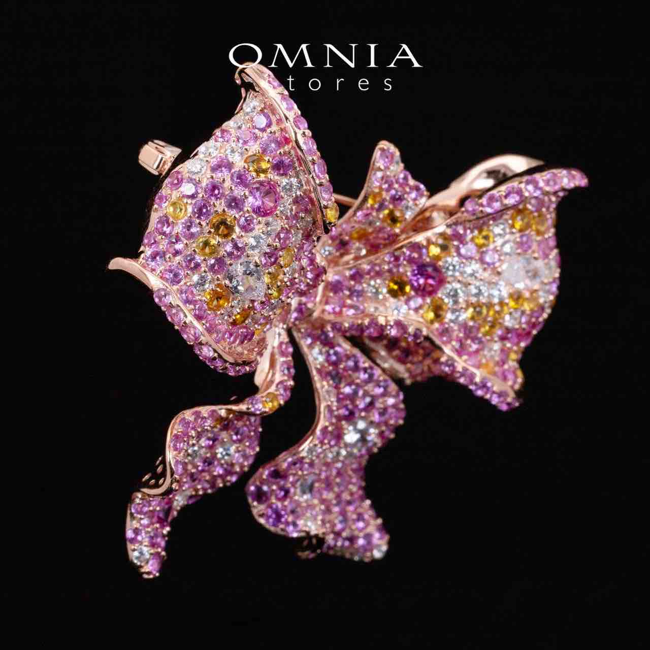 Omnia Doris Pink Ribbon Brooch With High Quality Simulated Diamonds in 925 Silver - OMNIASTORES KSA