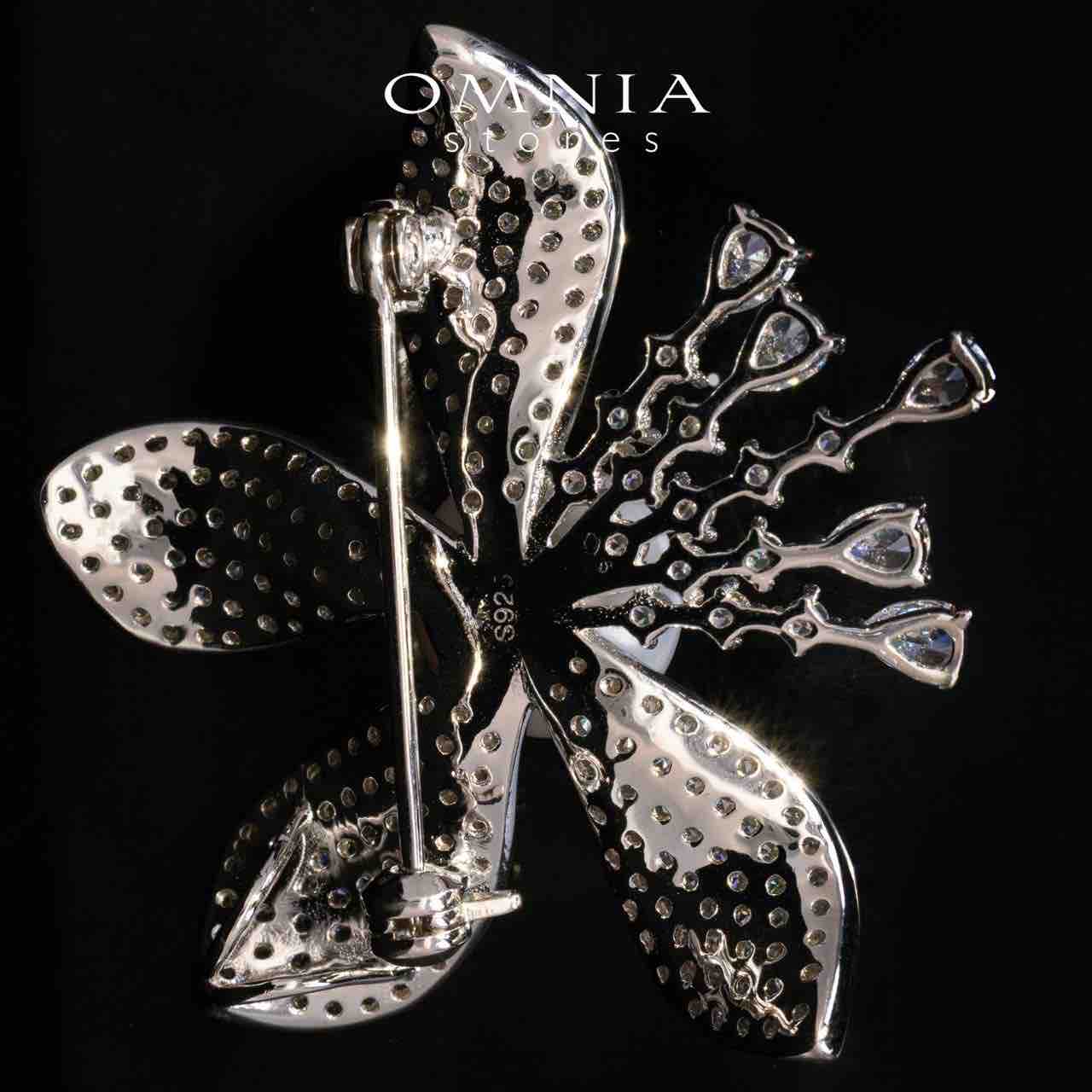 Omnia Ivie White Fresh Real Pearl Brooch With High Quality Simulated Diamonds in 925 Silver - OMNIASTORES KSA