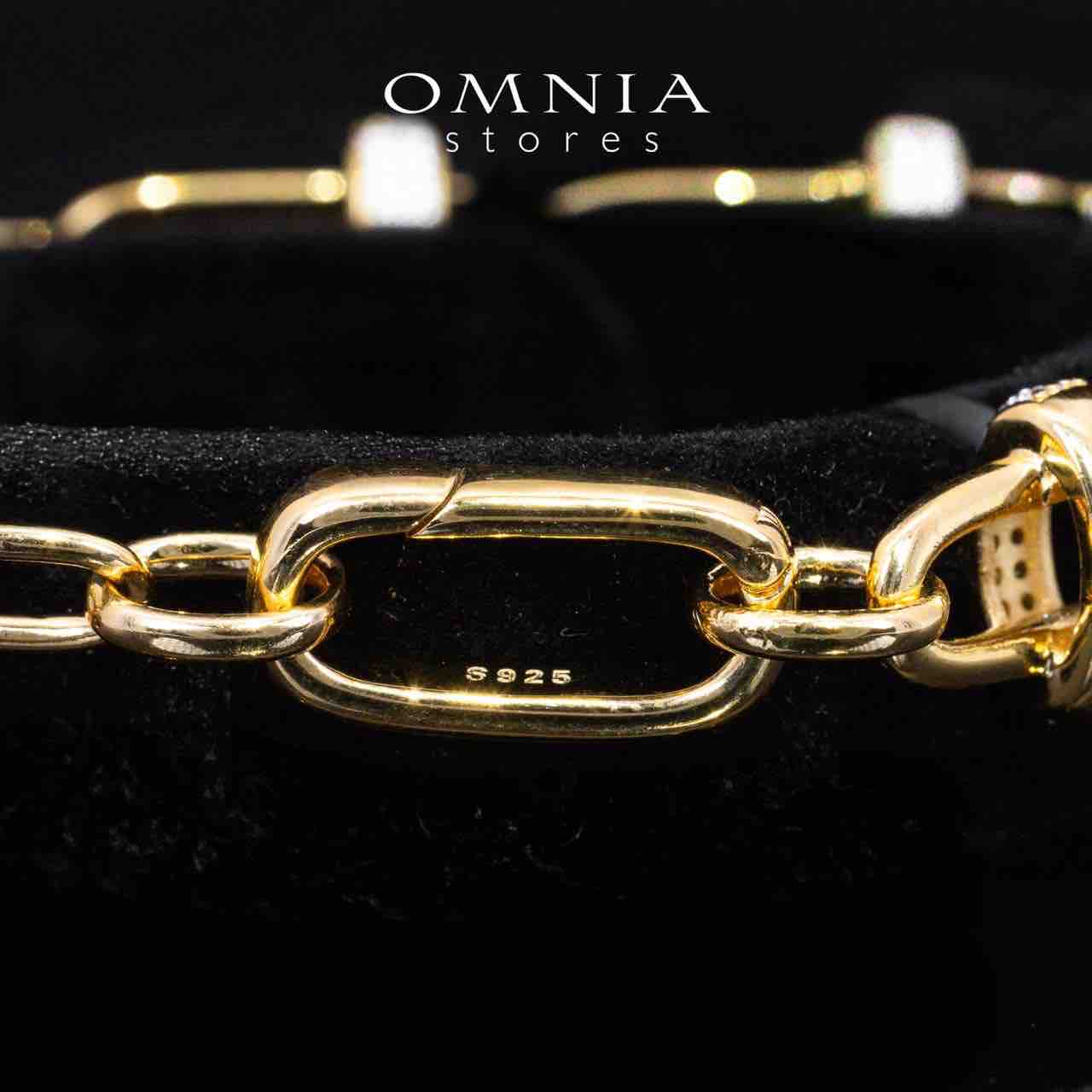 Omnia Marla Gold and White Bracelet With High Quality Simulated Diamonds in 925 Silver - OMNIASTORES KSA