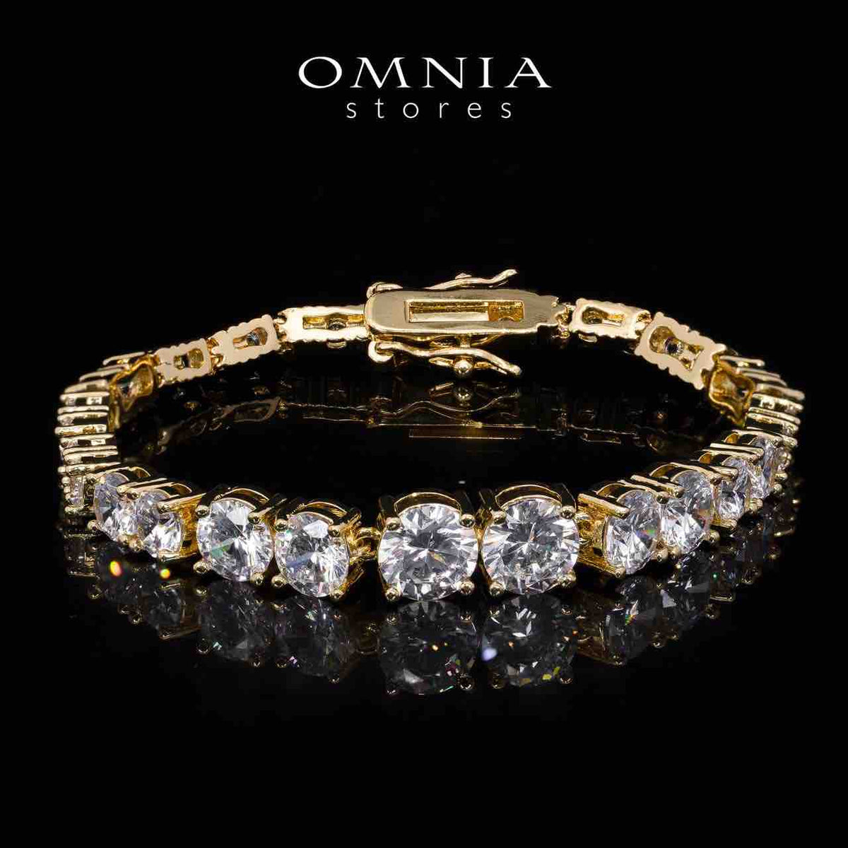 Omnia Ansa Gold Large Size Luxury Bridal Full Set in High Quality Simulated Diamonds Rhodium Plated - OMNIASTORES KSA