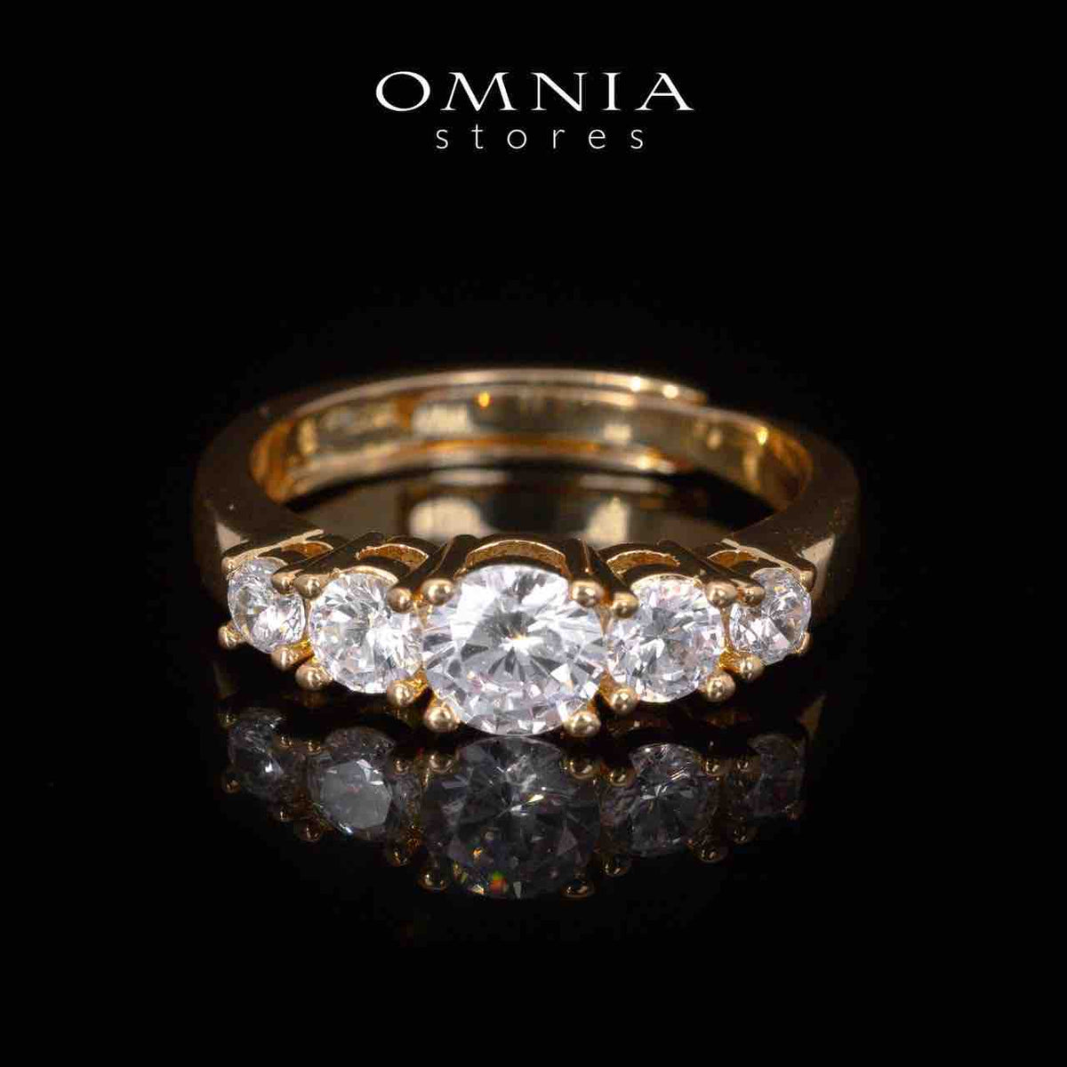 Omnia Ansa Gold Large Size Luxury Bridal Full Set in High Quality Simulated Diamonds Rhodium Plated - OMNIASTORES KSA