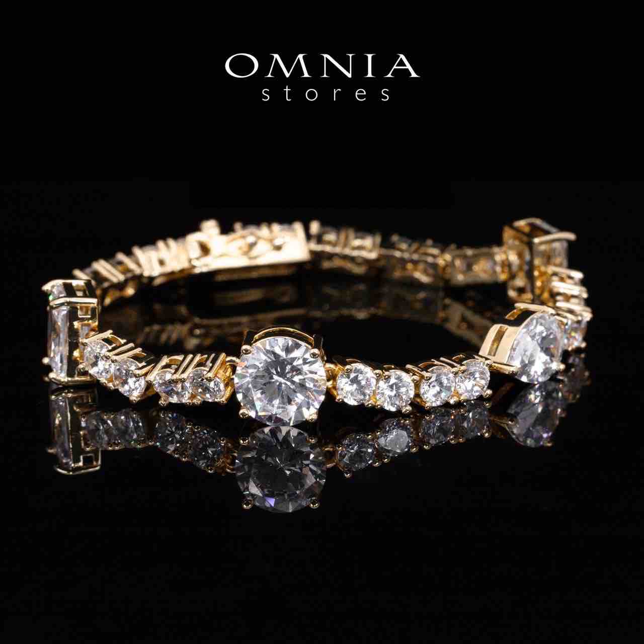 Omnia Layara Gold Long Chain Full Set with Triple-Layer Necklace in High-Quality Zircon Stone Rhodium Plated - OMNIASTORES KSA