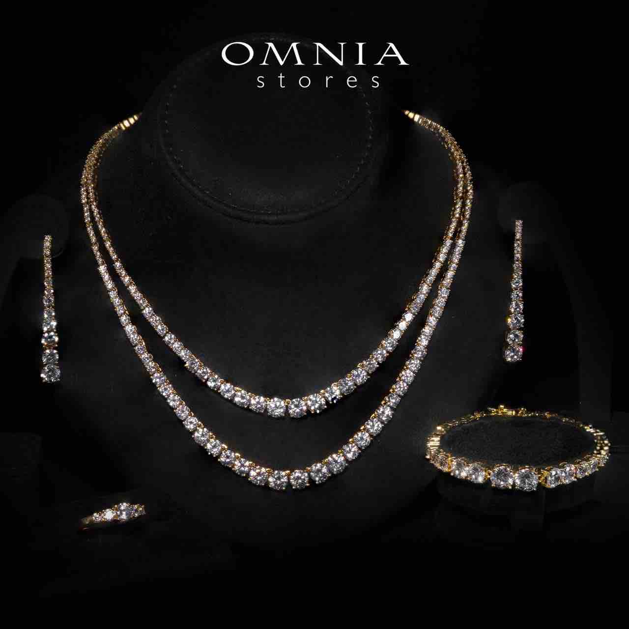 Omnia Ansa Gold Large Size Luxury Bridal Full Set in High Quality Simulated Diamonds Rhodium Plated - OMNIASTORES KSA