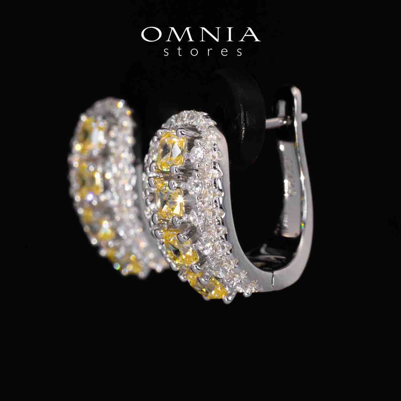 Dianna Yellow and White Clip Earrings With High Quality Simulated Diamonds in 925 Silver - OMNIASTORES KSA