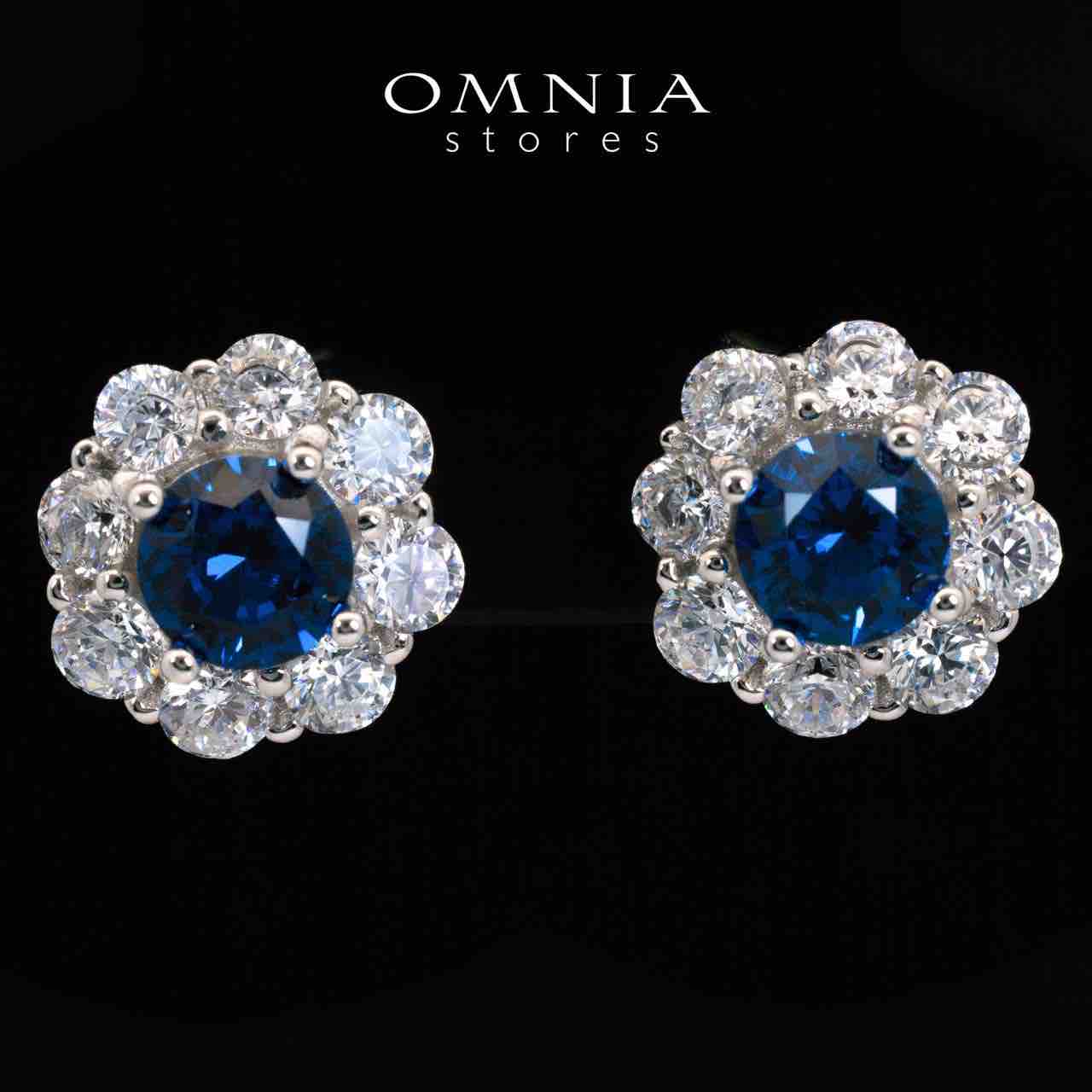 Houriya Blue and White Floral Earrings With High Quality Simulated Diamonds in 925 Silver - OMNIASTORES KSA