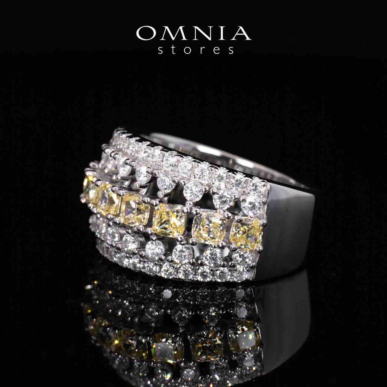 Dianna Yellow and White Ring With High Quality Simulated Diamonds in 925 Silver - OMNIASTORES KSA