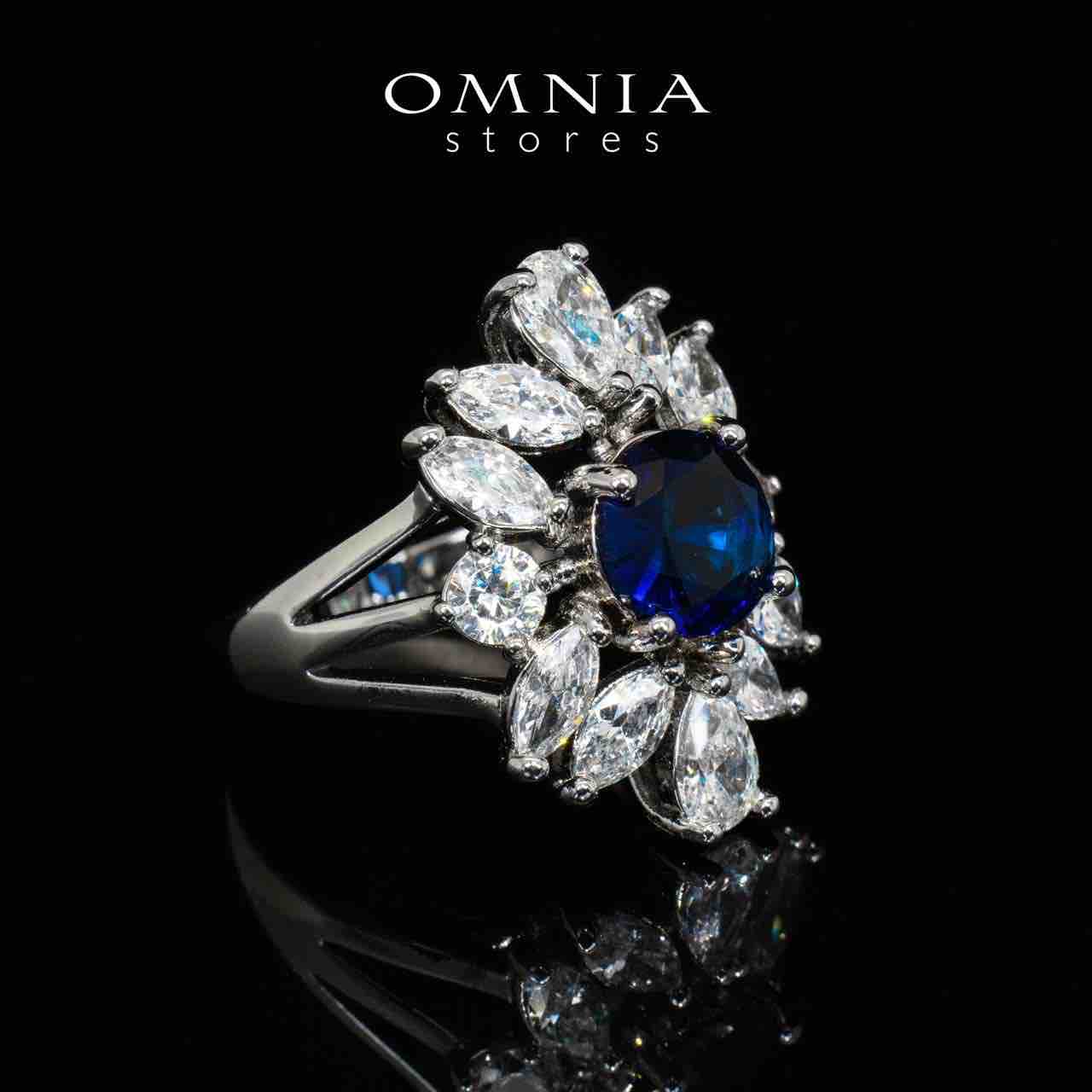 Nareen Blue Luxury Bridal Full Set in High Quality Zircon Stone Rhodium Plated - OMNIASTORES KSA