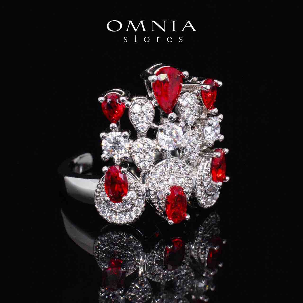 Aleya Red Luxury Bridal Full Long chain Set in High Quality Simulated Diamonds Rhodium Plated - OMNIASTORES KSA