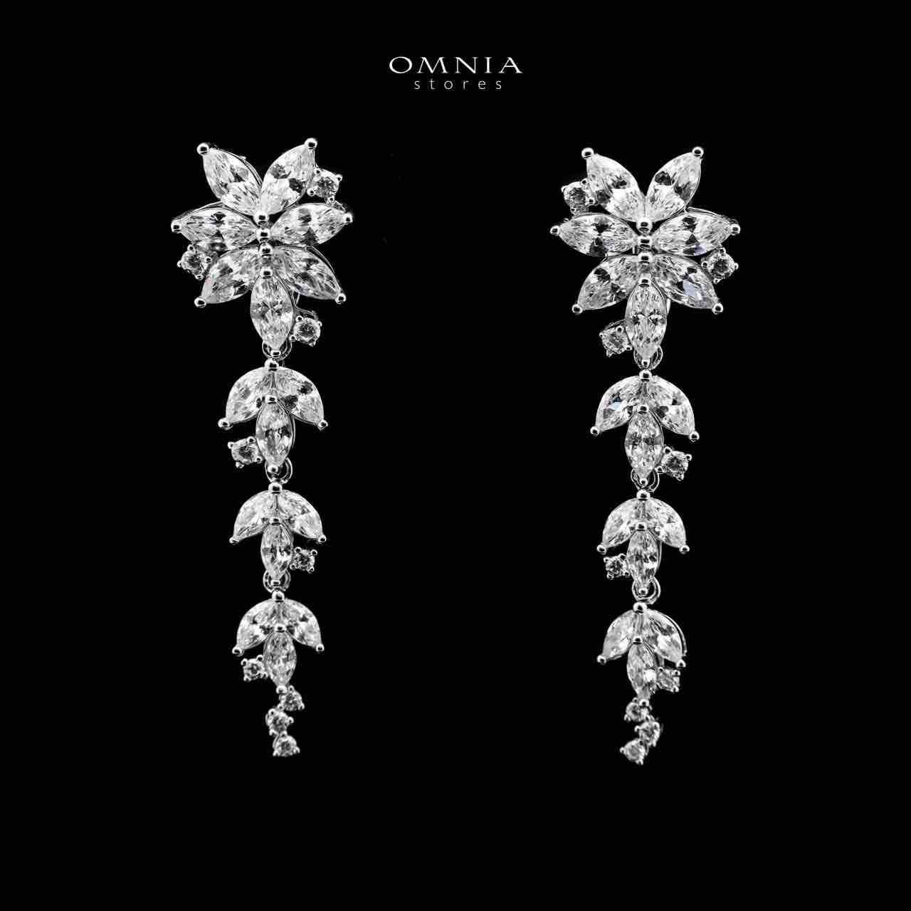 Abla White Floral Drop Earrings in 925 Silver with Marquise and Pear-Cut High-Quality Simulated Diamonds - OMNIASTORES KSA