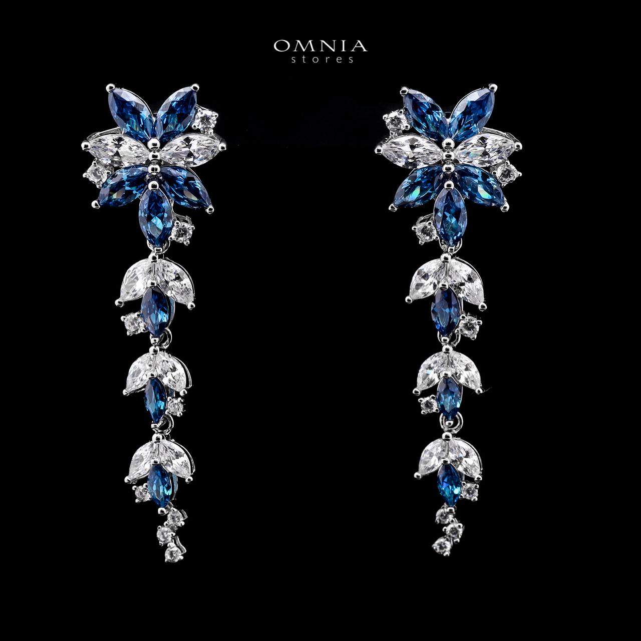 Abla Blue Floral Drop Earrings in 925 Silver with Marquise and Pear-Cut High-Quality Simulated Diamonds - OMNIASTORES KSA
