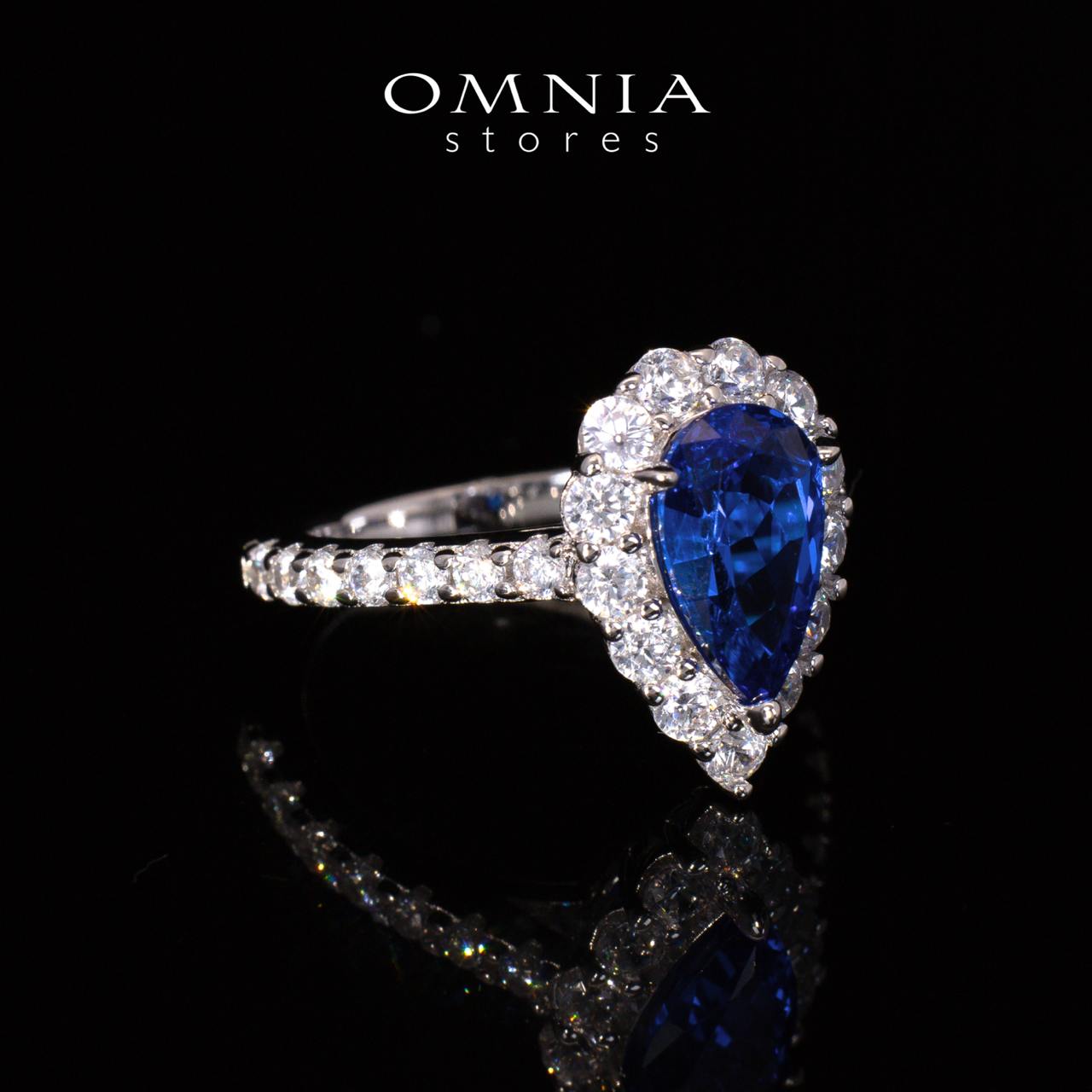 Emoni Blue Pear Cut Certified Lab Crafted Ring With High Quality 925 Silver