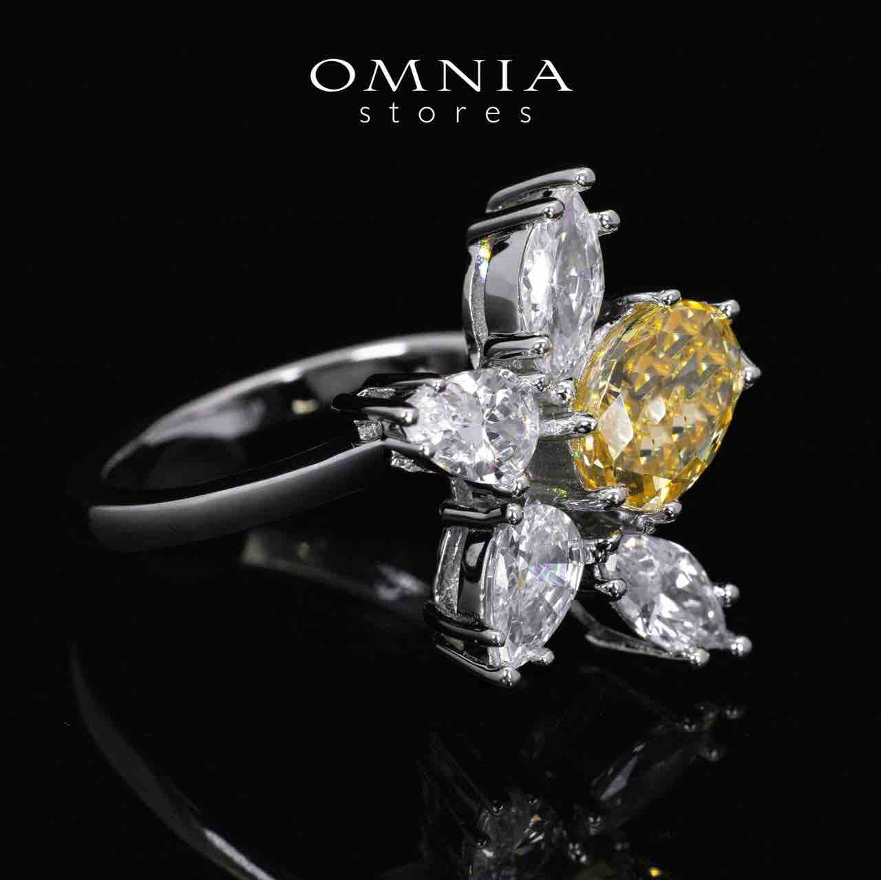 Kiana Yellow Flower Design Ring With High Quality Simulated Diamonds in 925 Silver - OMNIASTORES KSA