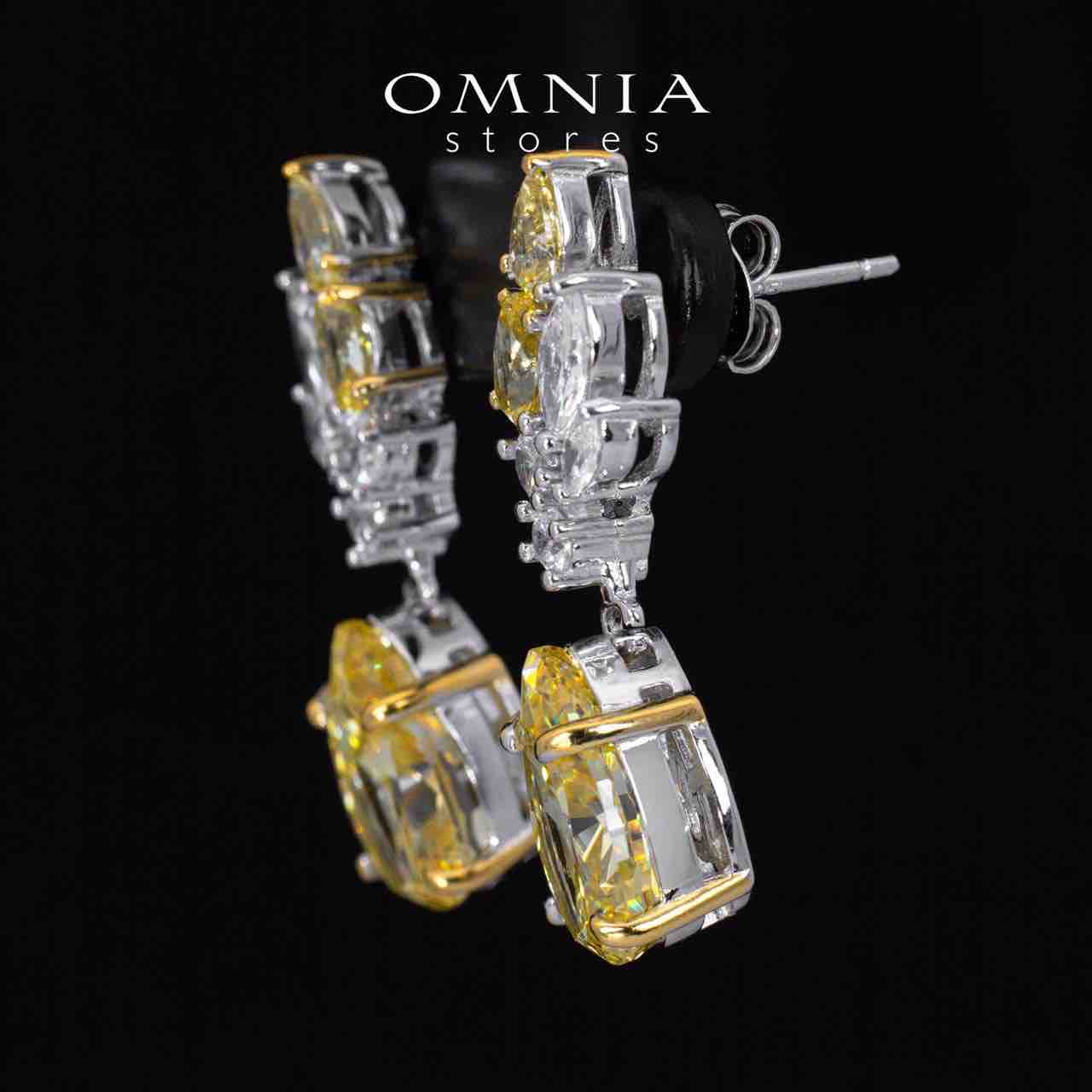 Elia Winged yellow and White Drop Earrings With High Quality Simulated Diamonds in 925 Silver - OMNIASTORES KSA