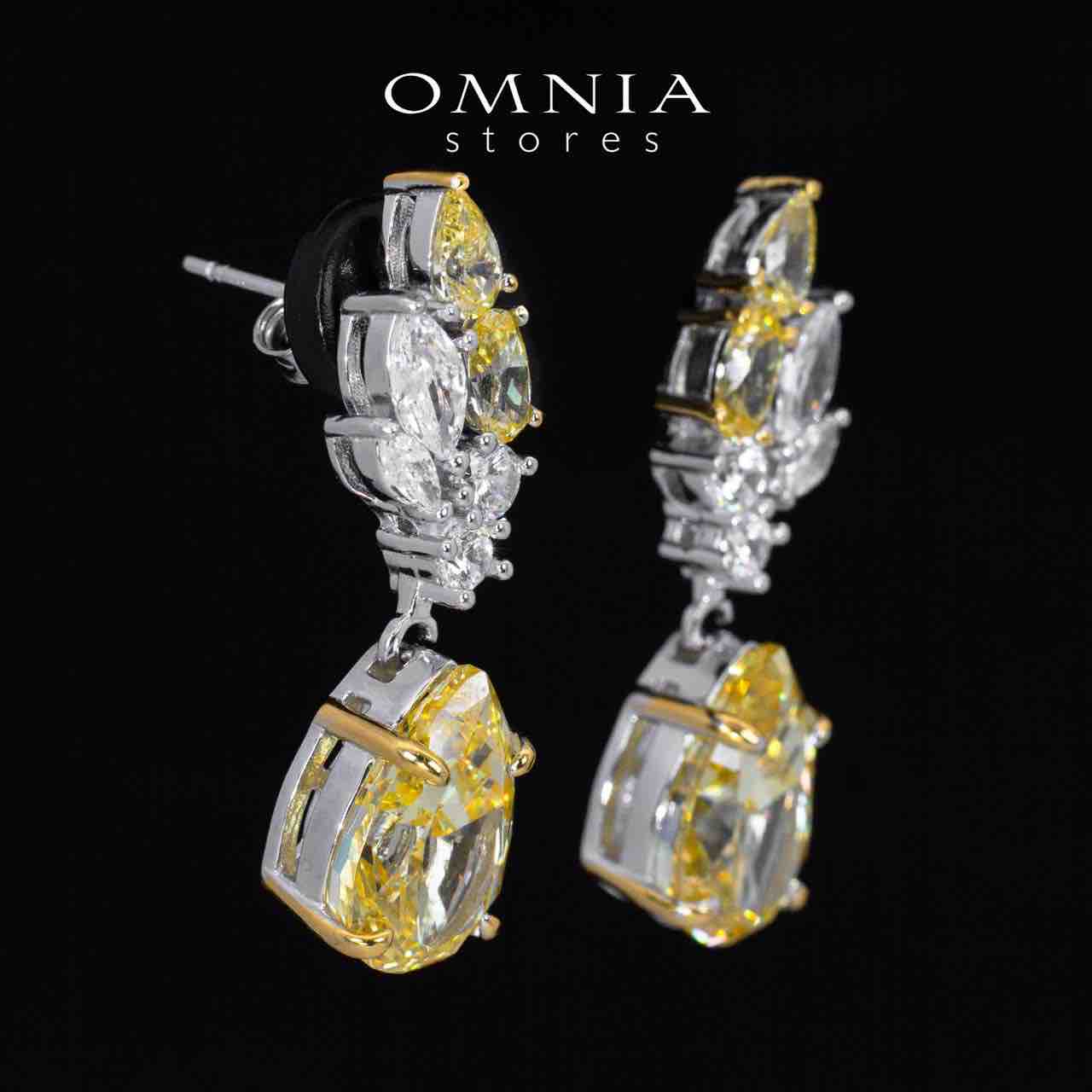 Elia Winged yellow and White Drop Earrings With High Quality Simulated Diamonds in 925 Silver - OMNIASTORES KSA