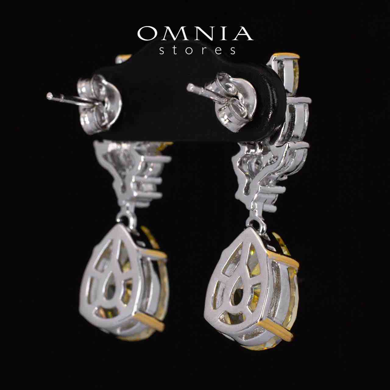 Elia Winged yellow and White Drop Earrings With High Quality Simulated Diamonds in 925 Silver - OMNIASTORES KSA