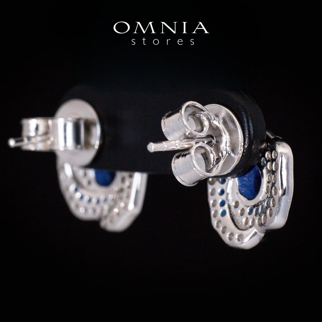 Jillian Floral Blue and White Earrings With High Quality Simulated Diamonds in 925 Silver - OMNIASTORES KSA