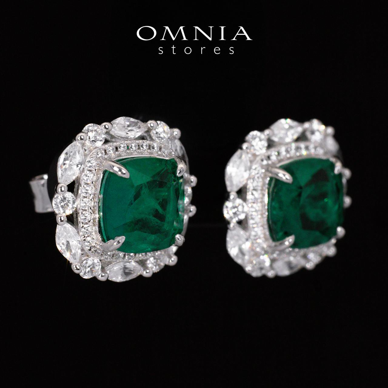 Teresa Green and White Earrings With High Quality Simulated Diamonds in 925 Silver - OMNIASTORES KSA