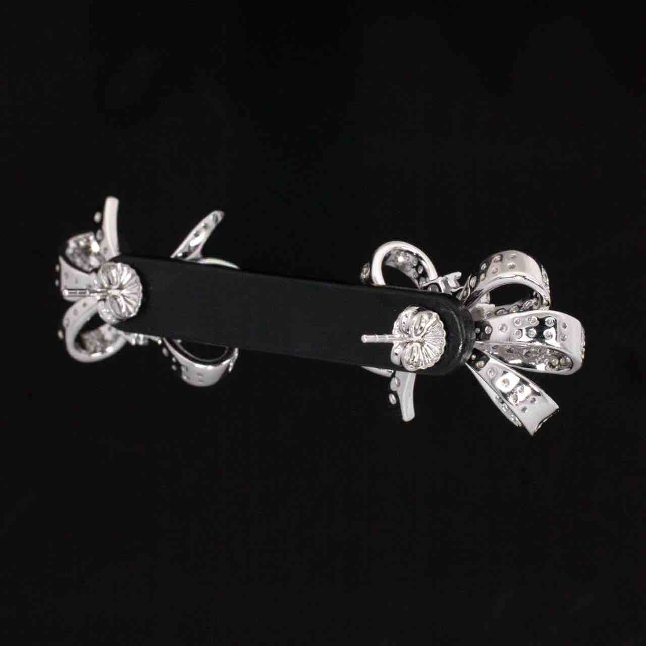 Melina Ribbon Design Earrings in 925 Silver Accessories High Quality Simulated Diamonds