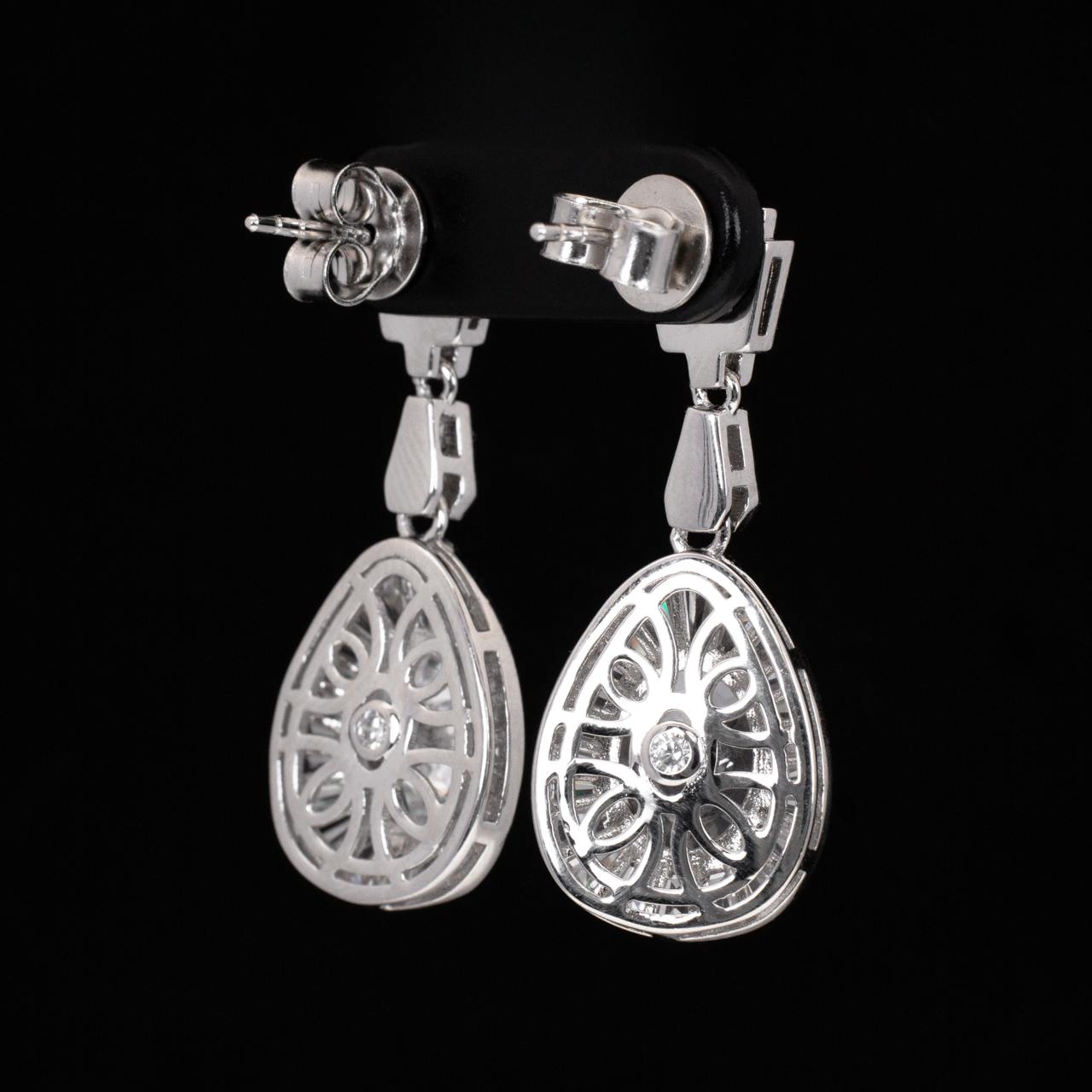 Irene White Pear Drop Earrings With High Quality Simulated Diamonds in 925 Silver - OMNIASTORES KSA