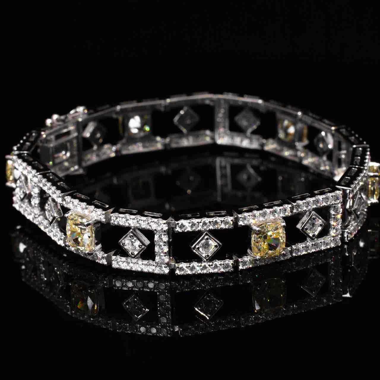 Romina Yellow and White Bracelet With High Quality Simulated Diamonds in 925 Silver