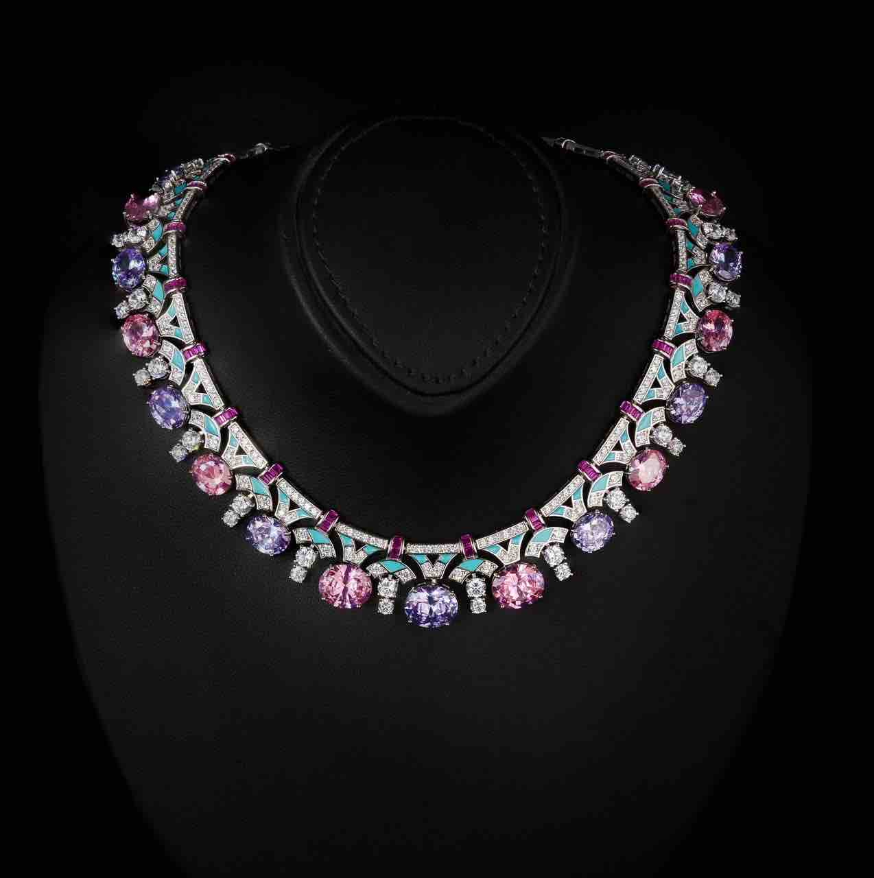 Kassidy Multi Color Necklace With High Quality Simulated Diamonds in 925 Silver